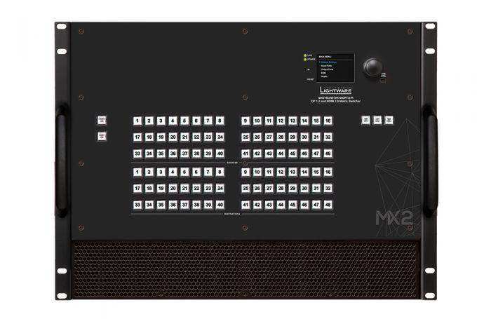 Lightware MX2-48x48-DH-24DPio-A-R Full 4K Matrix Switcher with 48x48 DisplayPort 1.2 Input and HDMI 2.0 Output Ports - 91310071 Video Transmitters LightWare