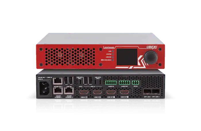 Lightware UBEX-Pro20-HDMI-F130 RED 2xMM Optical AV Over IP Video System for 10G Networks with Full USB 2.0 support - 91820403 Video Transmitters LightWare