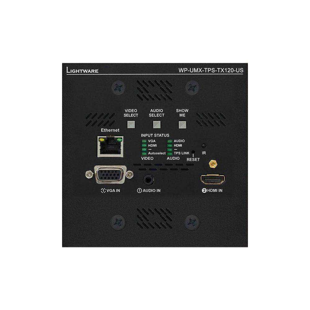 Lightware WP-UMX-TPS-TX120-US Black UMX Series TPS (HDBaseTTM) Wallplate for VGA and HDMI - 91540014 Video Transmitters LightWare