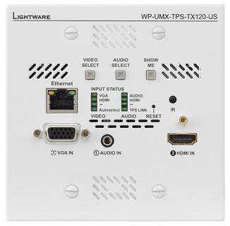 Lightware WP-UMX-TPS-TX120-US White UMX Series TPS (HDBaseTTM) Wallplate for VGA and HDMI - 91540041 Video Transmitters LightWare