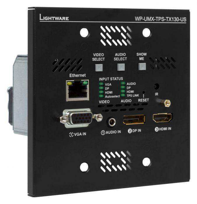 Lightware WP-UMX-TPS-TX130-Plus-US Black UMX Series TPS (HDBaseTTM) Wallplate for VGA and HDMI - 91540071 Video Transmitters LightWare
