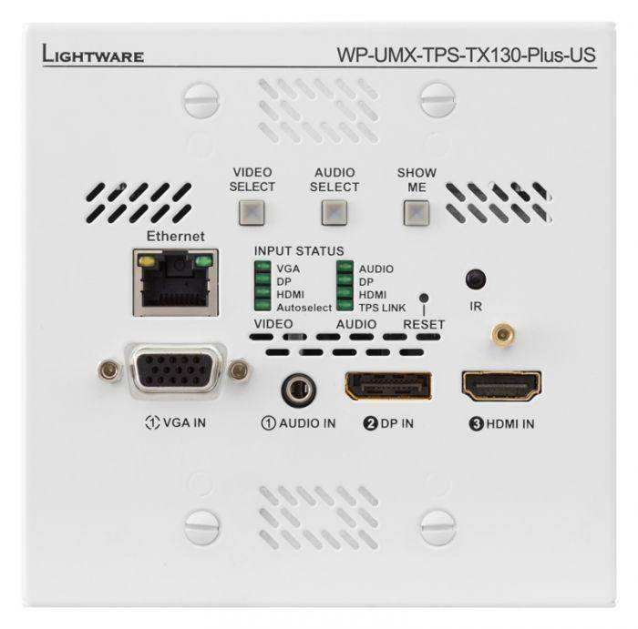 Lightware WP-UMX-TPS-TX130-Plus-US White UMX Series TPS (HDBaseTTM) Wallplate for VGA and HDMI - 91540072 Video Transmitters LightWare