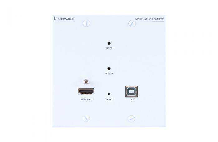 Lightware WP-VINX-110P-HDMI-ENC Wallplate AV Over IP Scaling Multimedia Extender with USB K+M and PoE support (Black) - 91810023 Video Transmitters LightWare