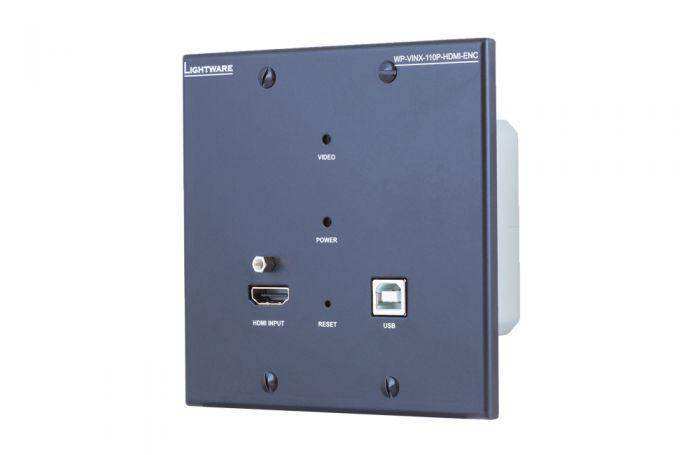 Lightware WP-VINX-110P-HDMI-ENC Wallplate AV Over IP Scaling Multimedia Extender with USB K+M and PoE support (Black) - 91810023 Video Transmitters LightWare
