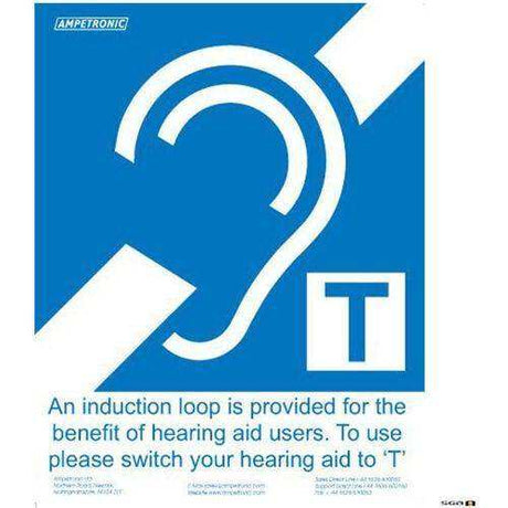 Listen Tech Hearing Loop Sign (Small) - GG00002 Assistive Listening Listen Technologies