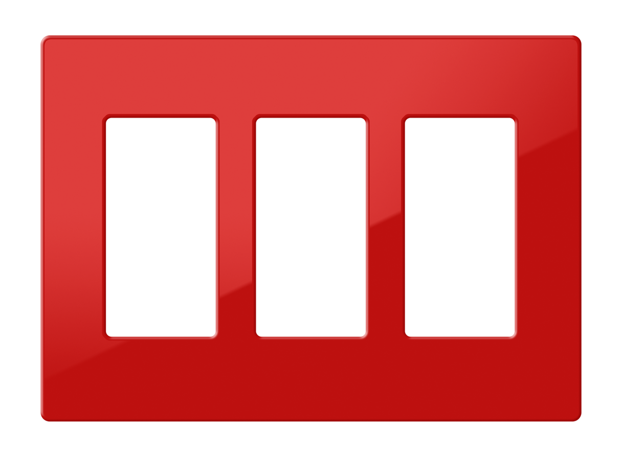 Crestron FP-G3-RED-S – Decorator Style Faceplate, 3-Gang, Red Smooth Wall Boxes Crestron