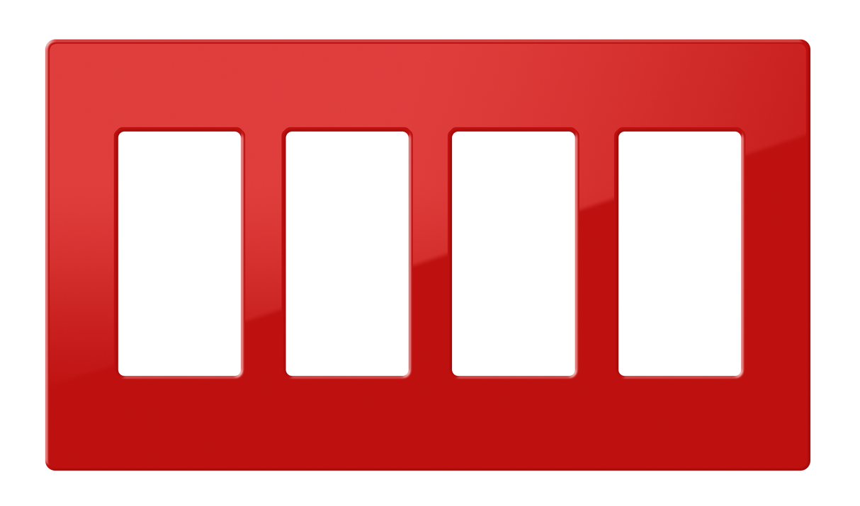 Crestron FP-G4-RED-S – Decorator Style Faceplate, 4-Gang, Red Smooth Wall Boxes Crestron