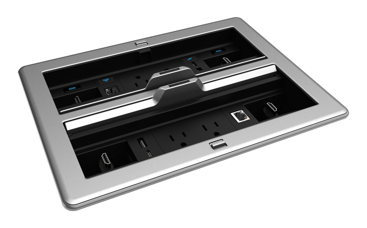 FlipTop FT2 Series Cable Management System, 1400, Electrical, Pass-Through Lid, Alloy Crestron