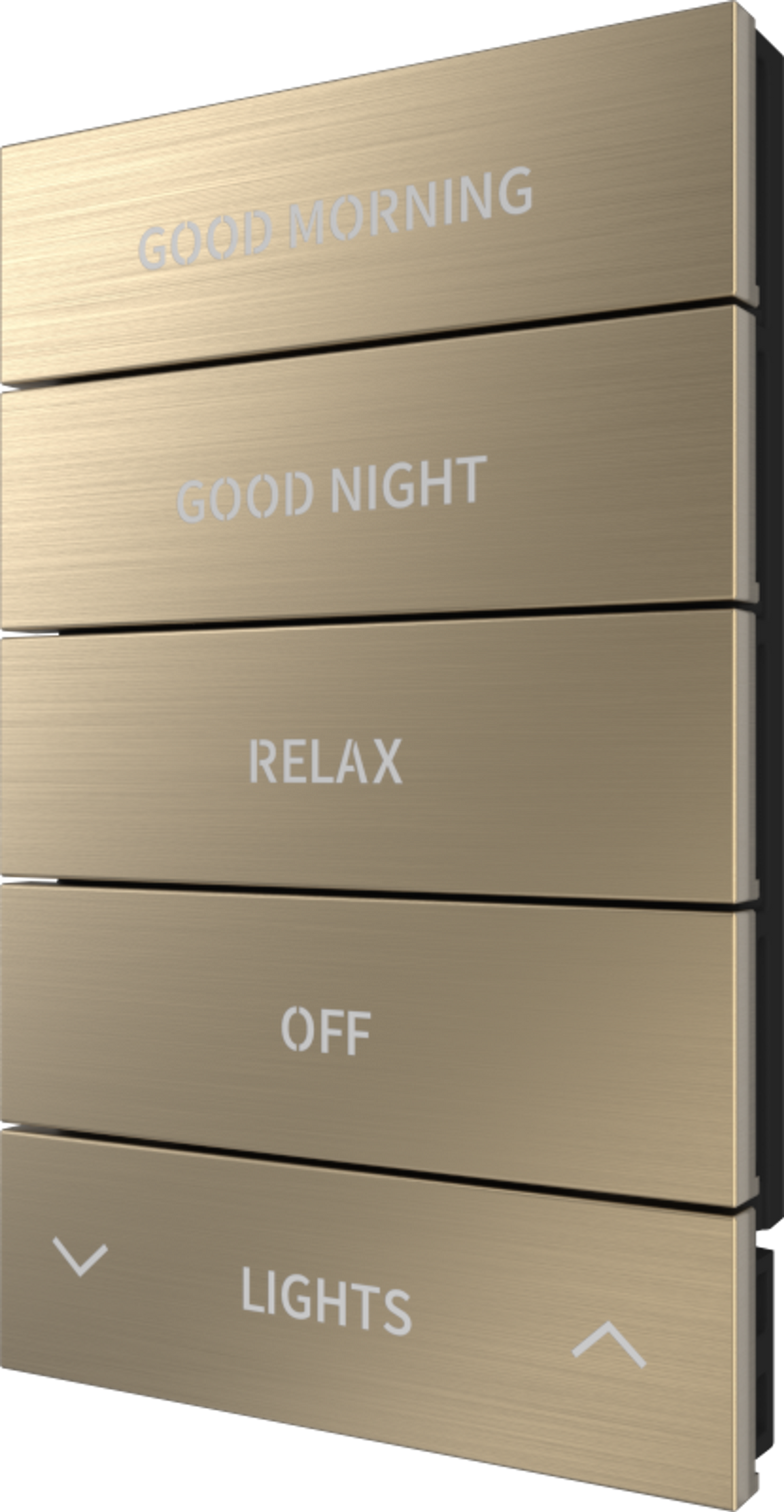 Crestron HZ2-BTNS-2-BR-BRASS-ENGRAVED – Horizon 2 Button Assembly, Style 2, Brushed Brass, Custom Engraved Lighting Controls Crestron
