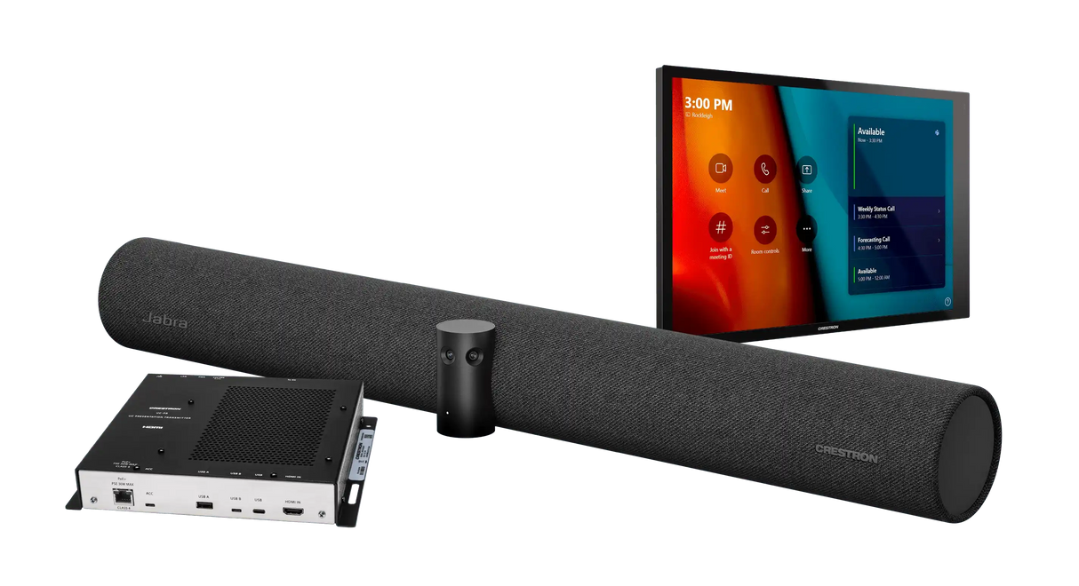 Crestron UC-BX31-T-WM Crestron Flex Advanced Small Room Conference System with Jabra PanaCast 50 Video Bar and Wall Mounted Control Interface for Microsoft Teams Rooms Video Conferencing Crestron