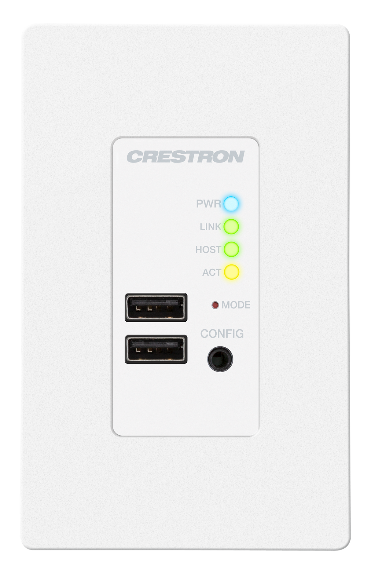 Crestron USB-EXT-2-REMOTE-1G-W – USB over Category Cable Extender Wall Plate, Remote, White Crestron