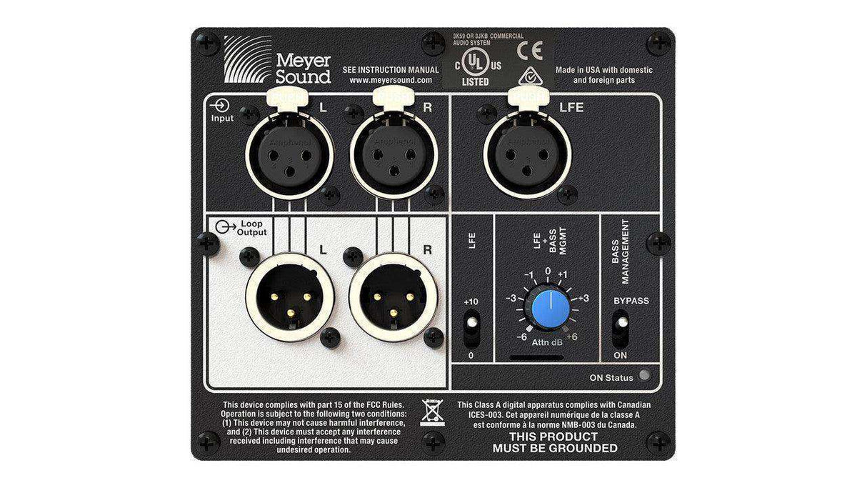 Meyer Sound AMIE-SUB 2.1 (XLR) Bass MNGMT Input Panel - 40.251.452.01 Speakers Meyer Sound