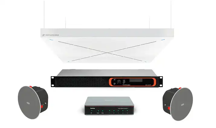 Microsoft Teams Large Meeting Room - Biamp Tesira DSP and Sennheiser TeamConnect TCC2 Audio Conferencing Biamp