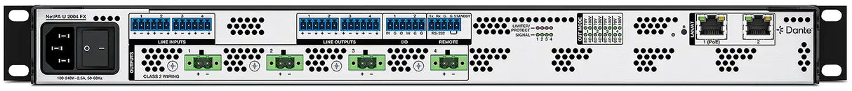 Extron NetPA U 2004 FX Four Channel Configurable Output Amplifier with Dante and DSP 200 Watts Audio Amplifiers Extron