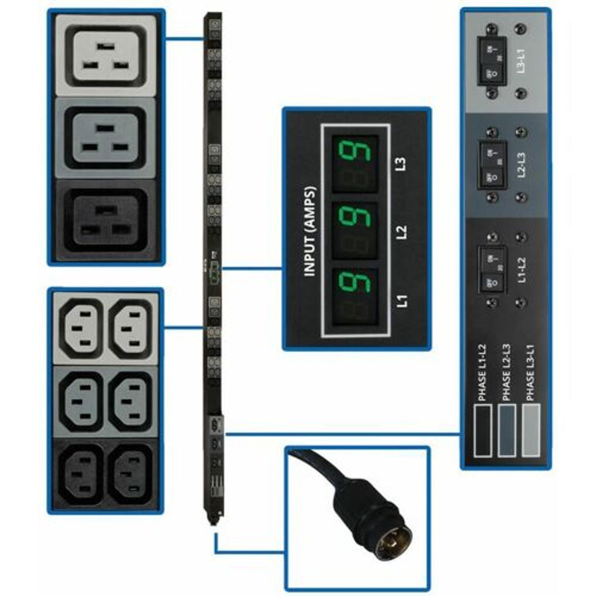 Eaton PDU3MV6H50 – 12.6kW 3-Phase Local Metered PDU Rack PDUs Eaton