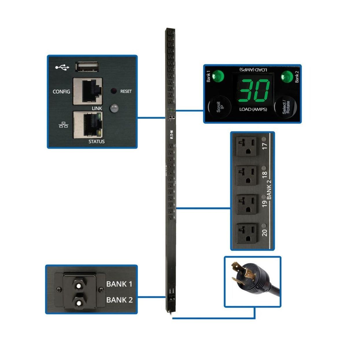 Eaton PDUMV30NETLX – Switched PDU, LX Interface, 0U Rack PDUs Eaton