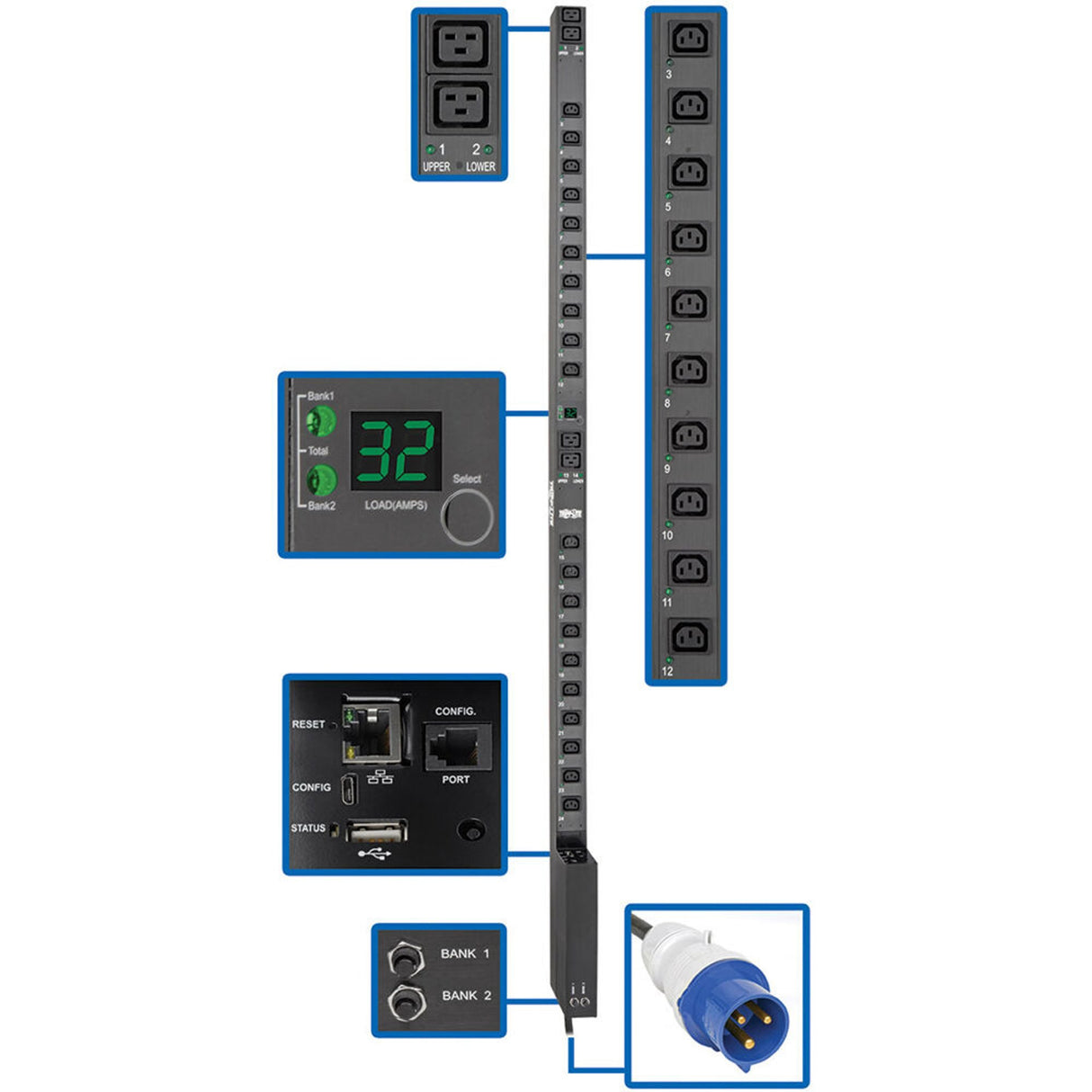 Eaton PDUMV32HVNETLX – 7.4kW Switched PDU, LX Interface Rack PDUs Eaton