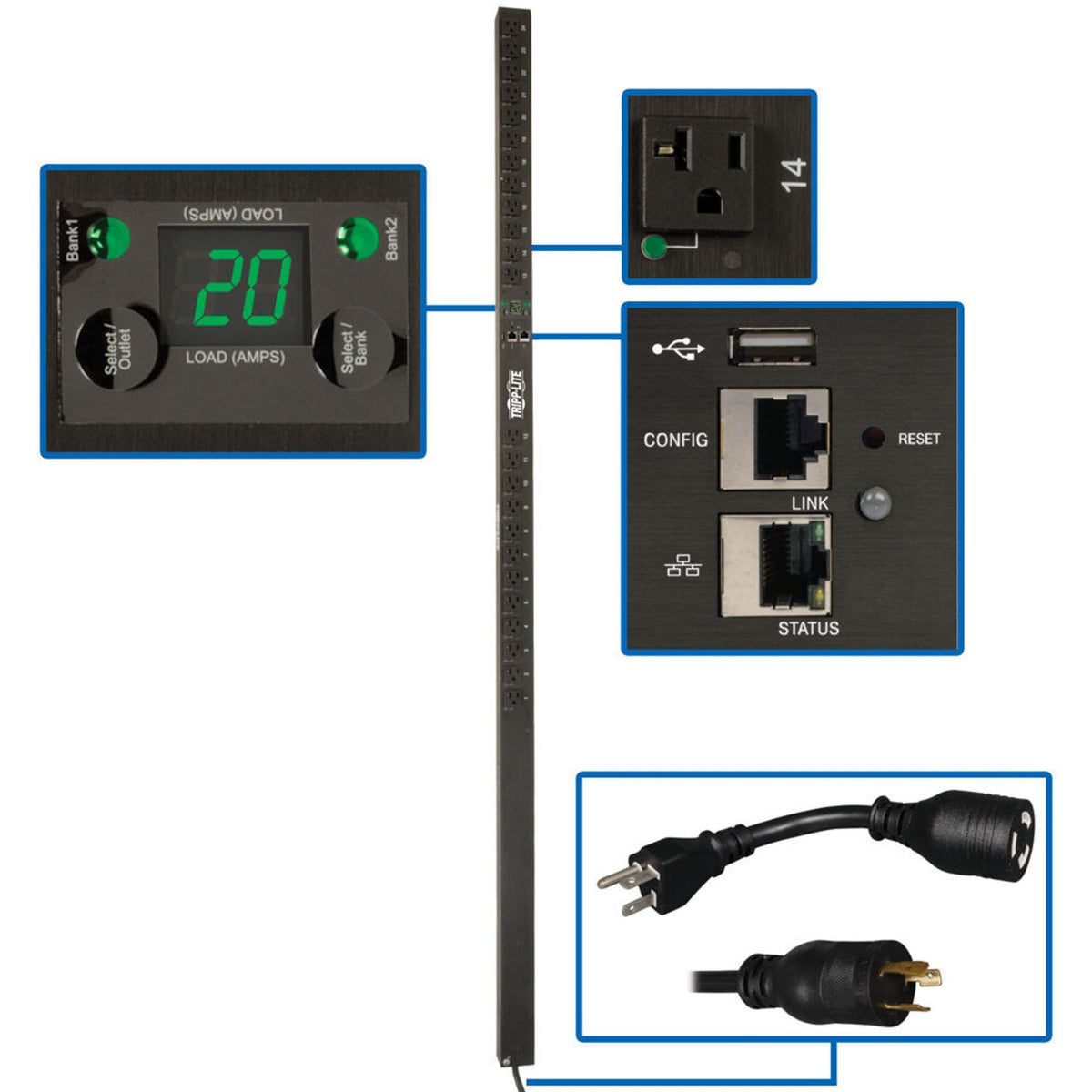 Eaton PDUMVR20NETLX – Switched PDU, 24-Outlet, LX Rack PDUs Eaton