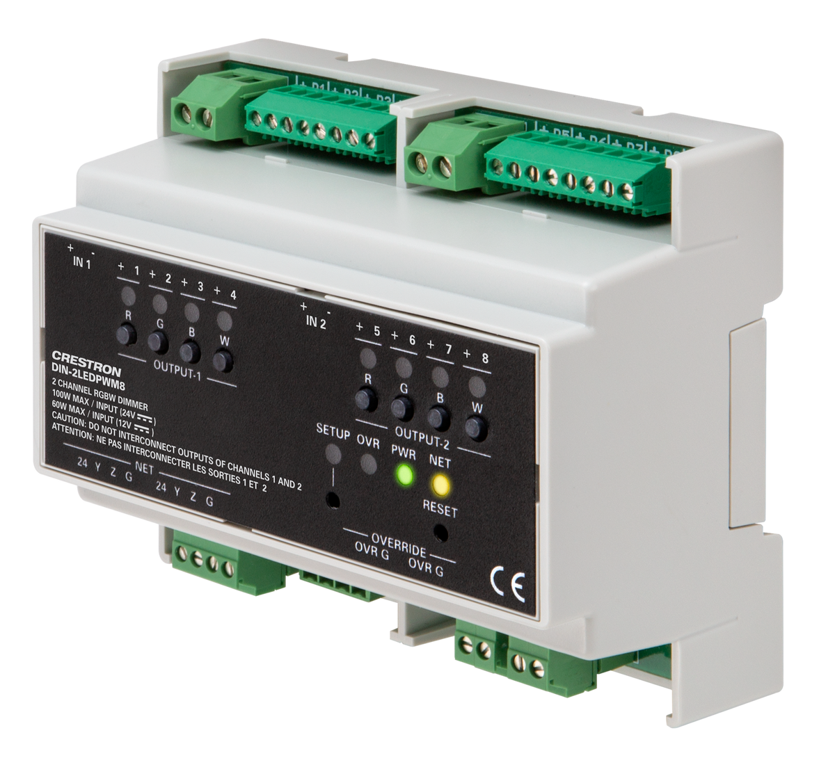 Crestron DIN-2LEDPWM8 – 2-Channel RGBW LED Dimmer, DIN Rail Mount Crestron