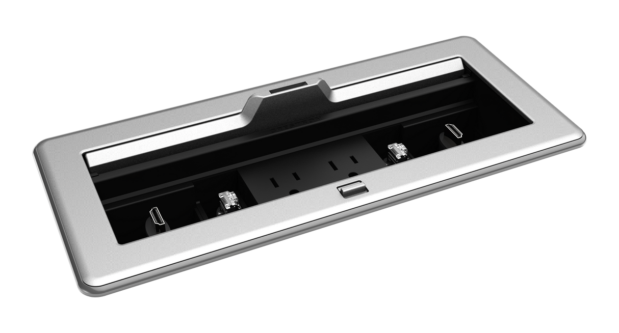 Crestron FT2-1200-ELEC-PTL-AL – FlipTop FT2 1200 Cable Management, Electrical, Pass-Through Lid, Alloy Cable Management Crestron