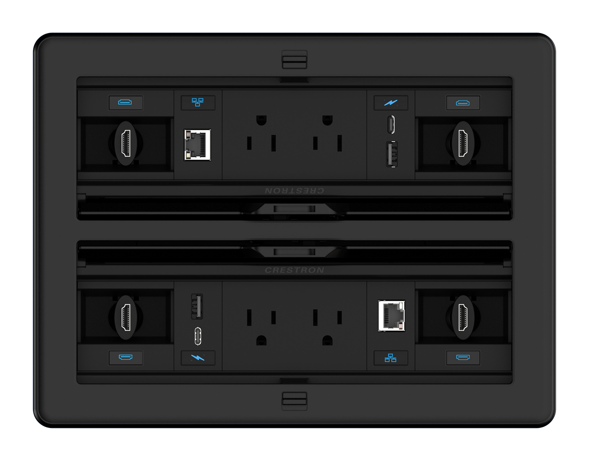 Crestron FT2-1400-ELEC-PTL-B – FlipTop FT2 Cable Management System, 1400 Size, Electrical, Pass-Through Lid, Black Crestron
