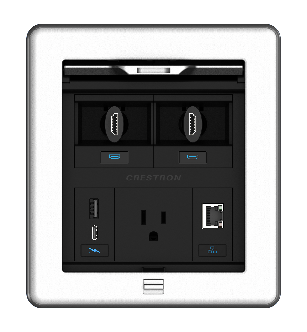 Crestron FT2-500-ELEC-PTL-AL – FlipTop FT2 Series Tabletop Cable Management, 500 Size, Alloy Crestron