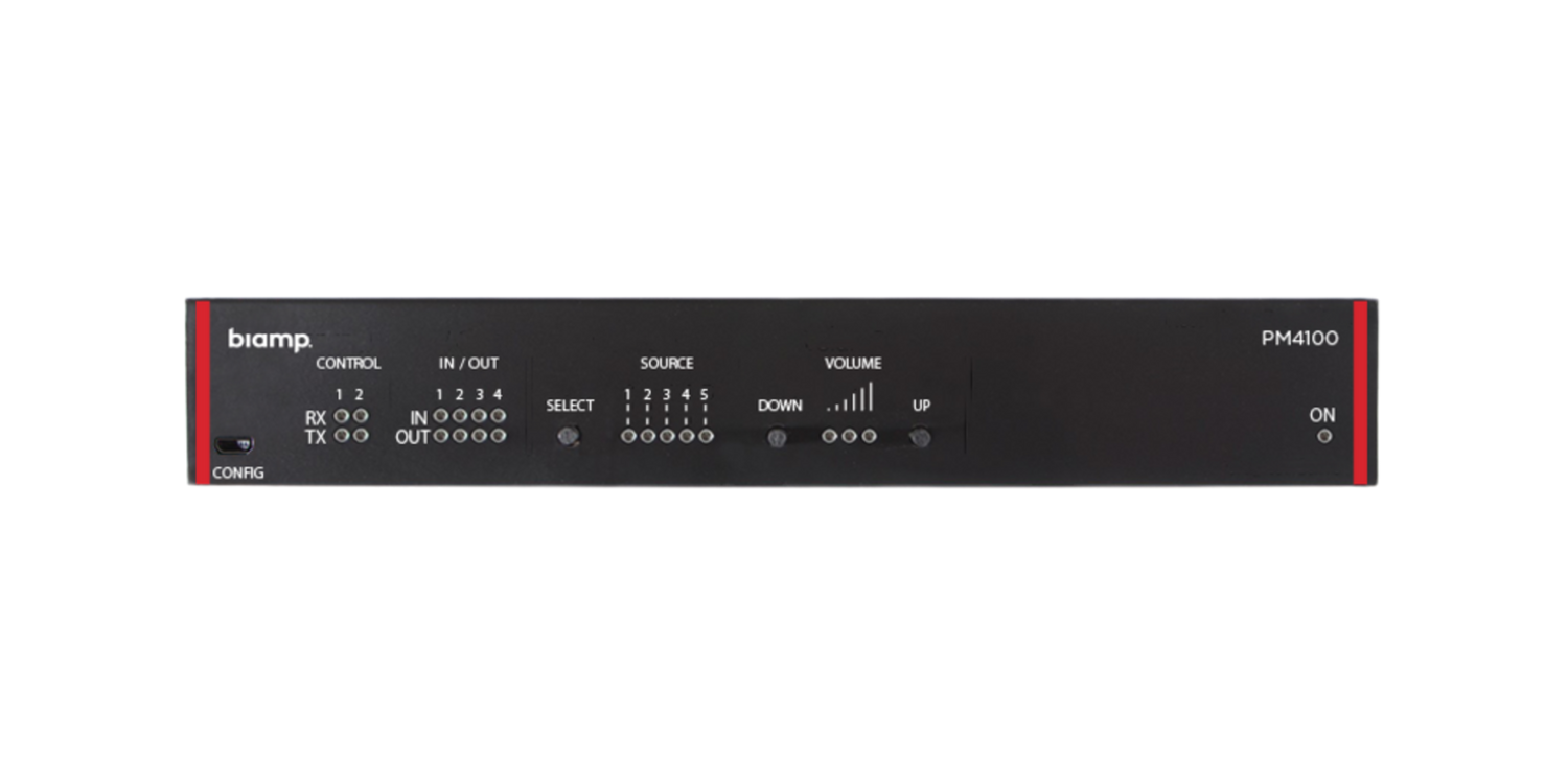Biamp Commercial PM4100 Half-rack stereo pre-amplifier/mixer with 4 inputs - 911.1888.900 Audio Mixers Biamp