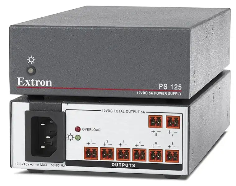 Extron PS 125 Eight output, 12 VDC 5.0 Amp Audio & Video Cables Extron