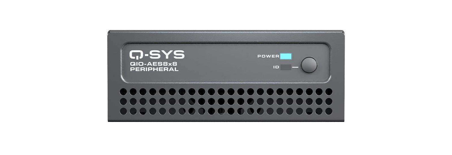 QSC QIO-AES8x8 Q-SYS peripheral providing 8 channels of AES3 digital audio input and output Room Control QSC