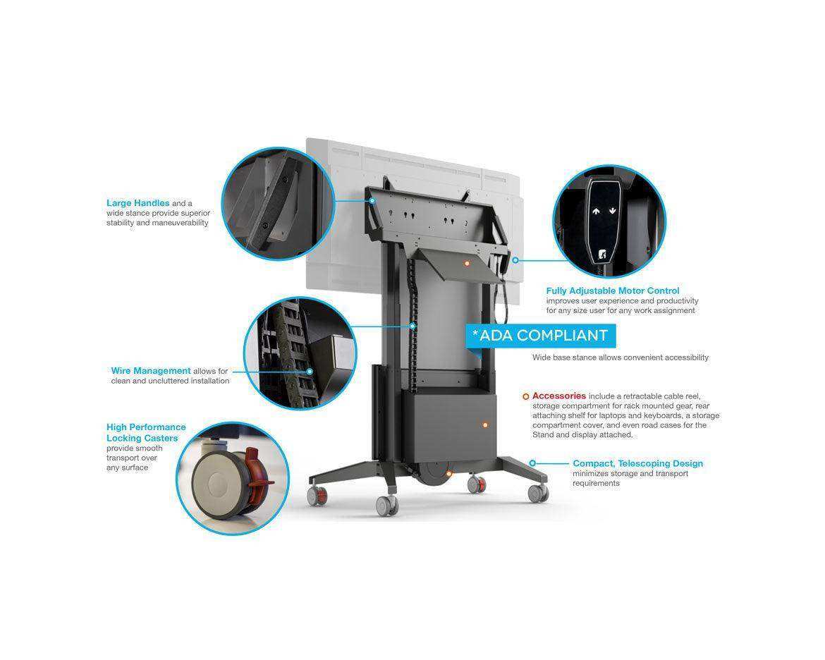 Salamander Cisco® Webex Board 55″ Electric Lift Mobile Display Stand, Gray Racks Salamander Designs