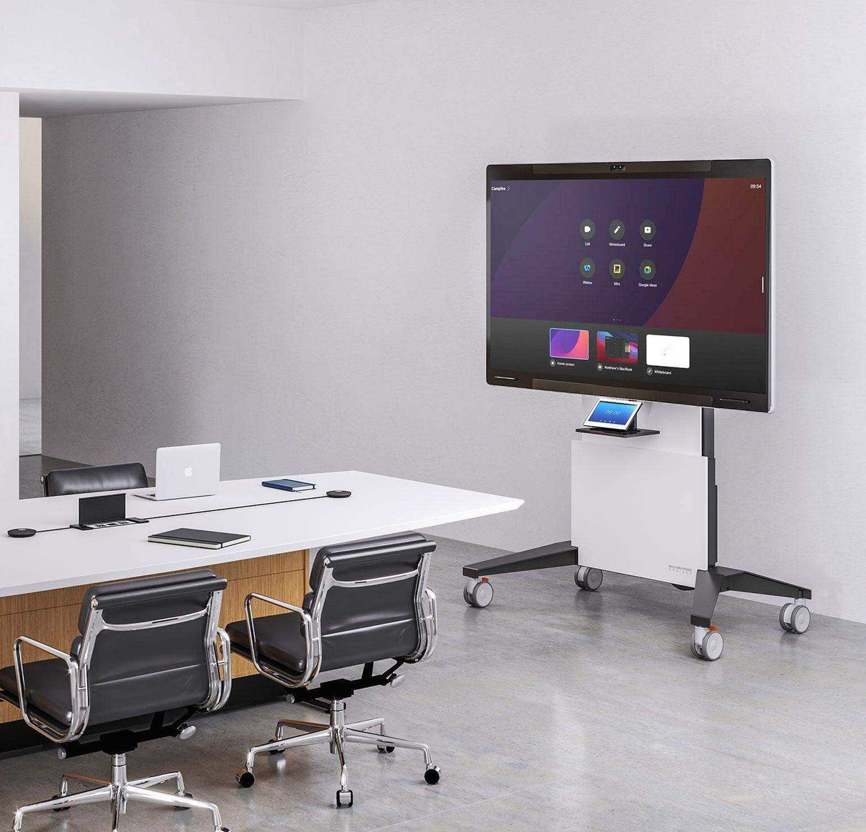 Salamander Electric Lift Mobile Stand Designed for Webex® Board Pro 55″,White Collaboration Furniture Salamander Designs