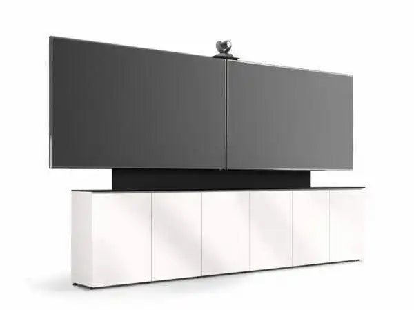 Salamander Signature Teams Rooms Low Profile (21.25"Deep) 6 Bay Free Standing Cabinet for Jupiter 81-105" Black Oak Doors & End Panels, Black Top - X2/JCS/367/M1H3/BO/BK Collaboration Furniture Salamander Designs