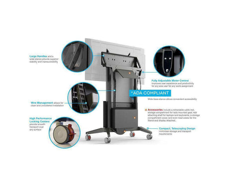 Salamander X-Large Electric Lift Mobile Display Stand, Gray Racks Salamander Designs
