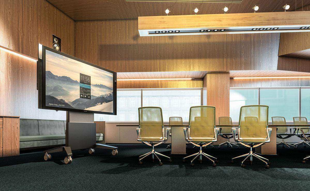 Salamander X-Large Electric Lift Mobile Display Stand, White Collaboration Furniture Salamander Designs