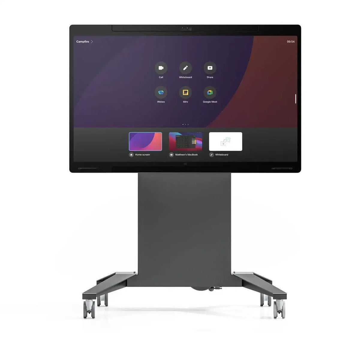 Salamander XL Fixed Height Mobile Stand Designed for Webex® Board Pro 75″ Racks Salamander Designs
