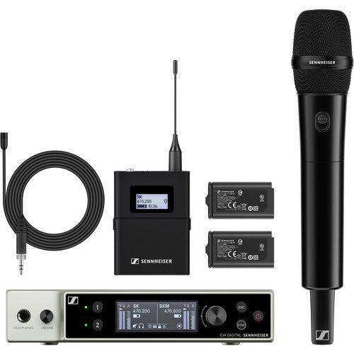 Sennheiser EW-DX MKE 2-835-S SET Dual-Channel Digital Combo Wireless System with Omni Lavalier and Handheld Mic Microphones Sennheiser