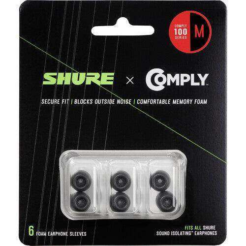 Shure EACYF1-6M 100 Series Comply Foam Sleeves for Shure Earphones -Medium, 3 Pair (Priced Seperately, Must be purchased in quantities of 4) Headphones Shure