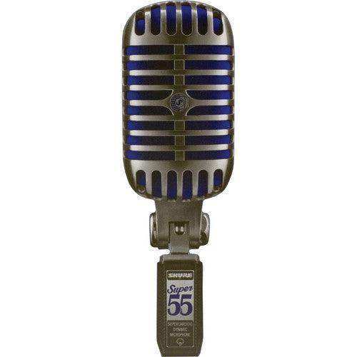 Shure SUPER 55-TA Supercardioid Dynamic Microphone (Chrome with Blue Foam) (TAA-Compliant) Microphones Shure