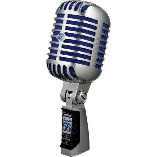Shure SUPER 55-TA Supercardioid Dynamic Microphone (Chrome with Blue Foam) (TAA-Compliant) Microphones Shure