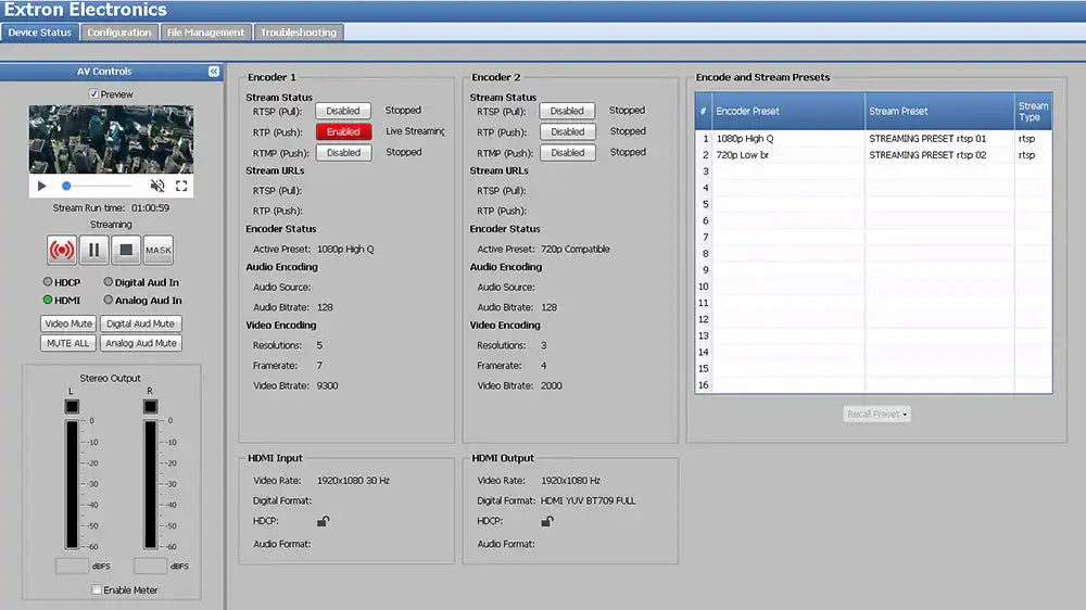 Extron SME 211 Streaming Media Encoder Video Transmitters Extron
