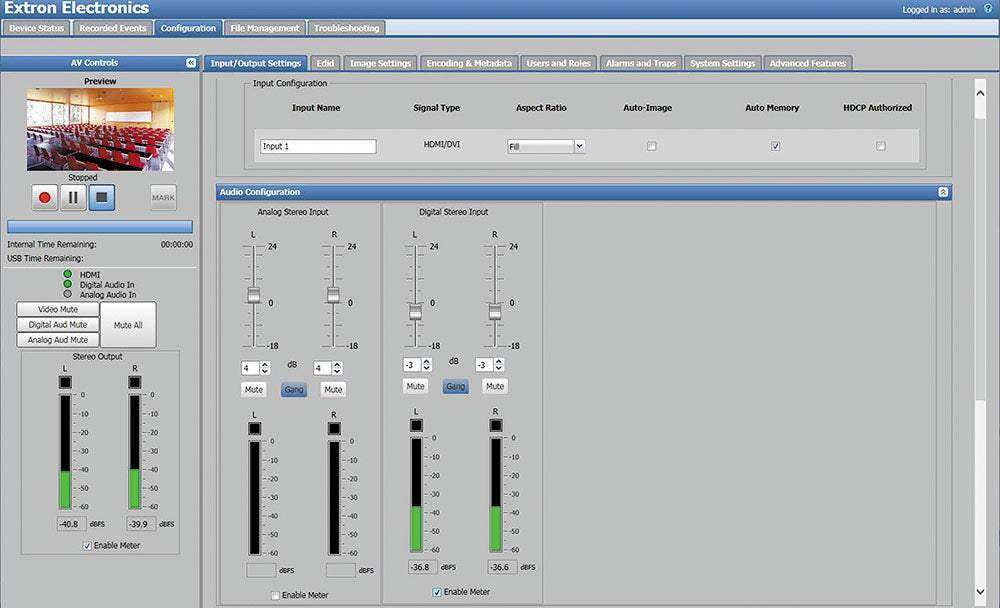 Extron SMP 111 Single Channel H.264 Streaming Media Processor Video Transmitters Extron