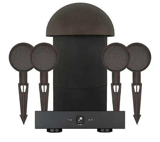 Sonance - PATIO4.1 W/ 2-100 AMP - Patio Series 4.1-Ch. Outdoor Speaker System with 2-Ch. Amplifier (Each) - Brown/Black Speakers Sonance