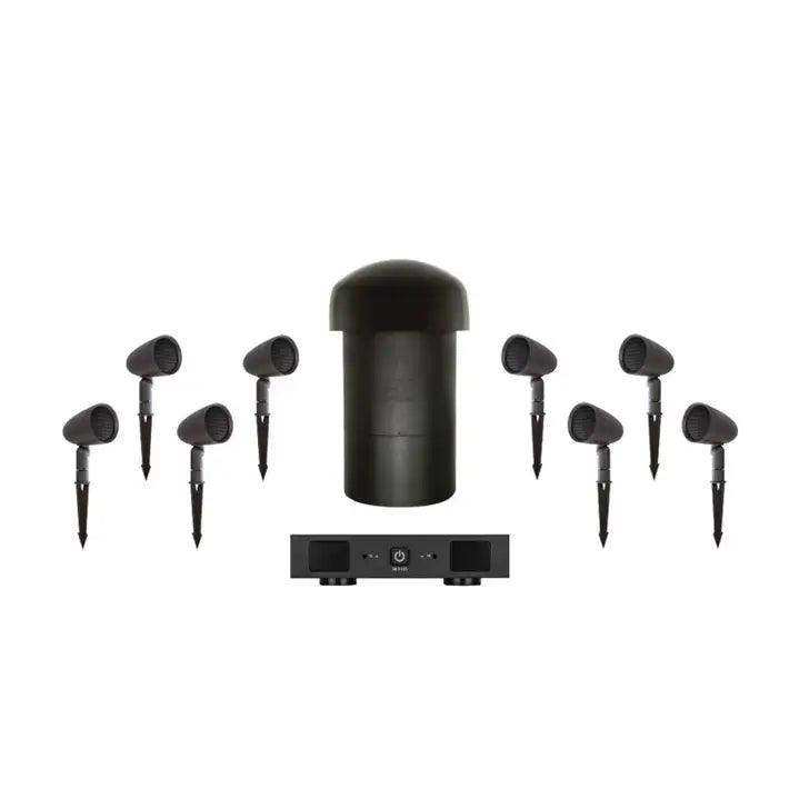 Sonance - SGS 8.1 SYSTEM - Garden Series 8.1-Ch. Outdoor Speaker System with In-Ground Subwoofer (8 - SATS, 1 - SUB, 1 - 2-150 AMP) - Dark Brown/Black (Each) Speakers Sonance
