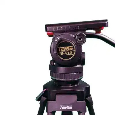 Teris TS-H12CF-Q 100mm Flat Base Fluid Head & 2-Stage Carbon Fiber Tripod System Tripods Teris