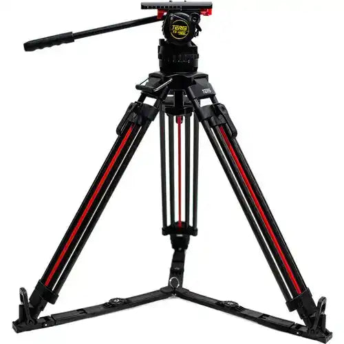 Teris TS-H20CF-Q 100mm Flat Base Fluid Head & 2-Stage Carbon Fiber Tripod System Tripods Teris
