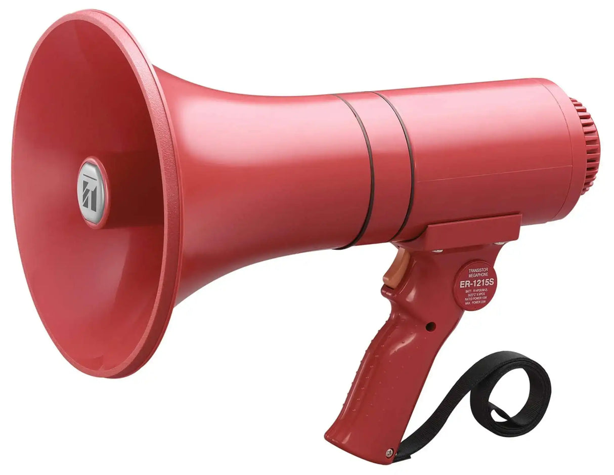 TOA Electronics 15W Handheld Megaphone with Siren (Red) - ER-1215S Intercoms TOA