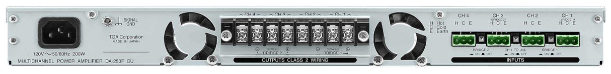 TOA Electronics 4-Channel Digital Amplifier (4 x 250W @ 4 Ohms) - DA-250F CU Audio Amplifiers TOA