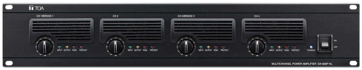 TOA Electronics 4-Channel Digital Amplifier (500W Per Channel, 70V) - DA-500F-HLCU Audio Amplifiers TOA