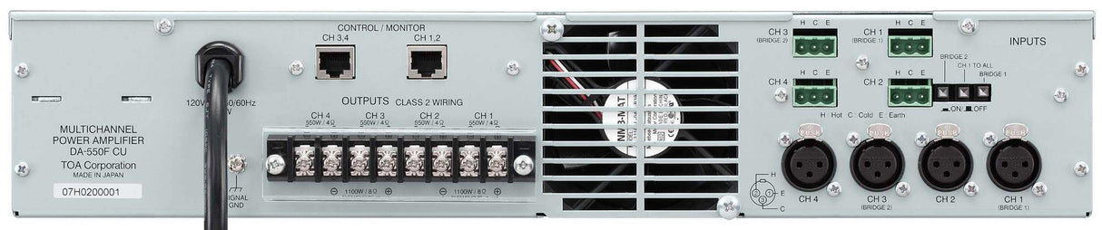 TOA Electronics 4-Channel Digital Amplifier (550W Per Channel @ 4 Ohms) - DA-550F CU Audio Amplifiers TOA