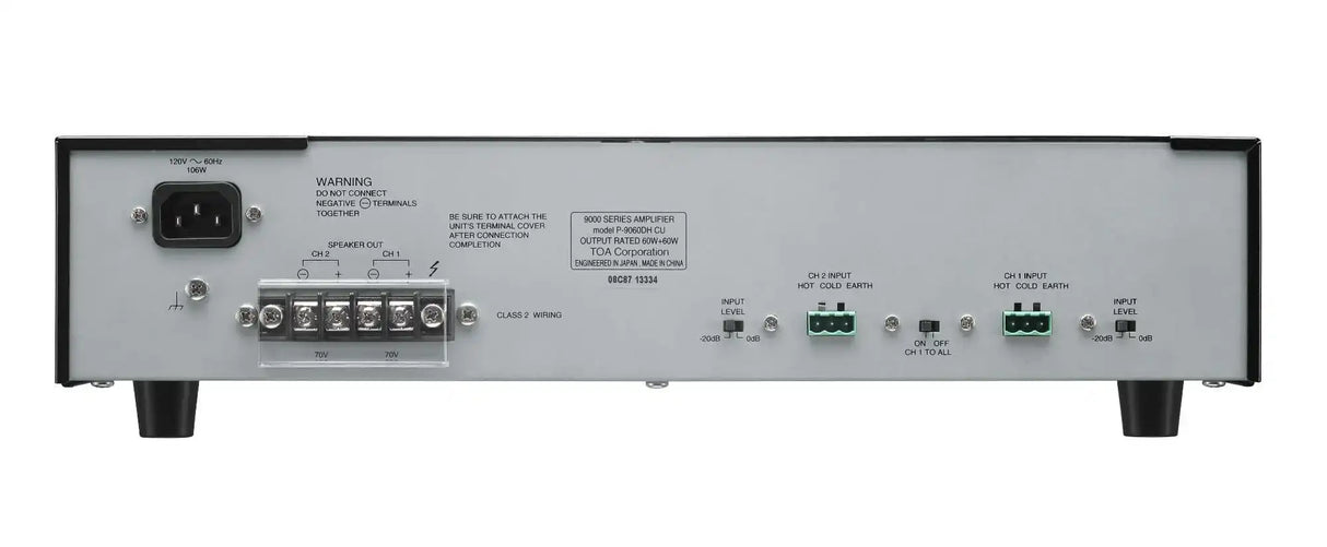 TOA Electronics 60W 2 Channel Power Amplifiers - P-9060DH CU Audio Amplifiers TOA
